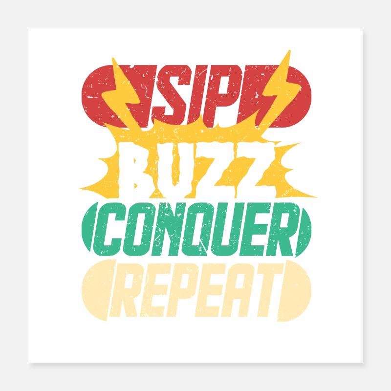 Boissons énergisantes Sip Buzz Conquer Poster 40 x 40 cm