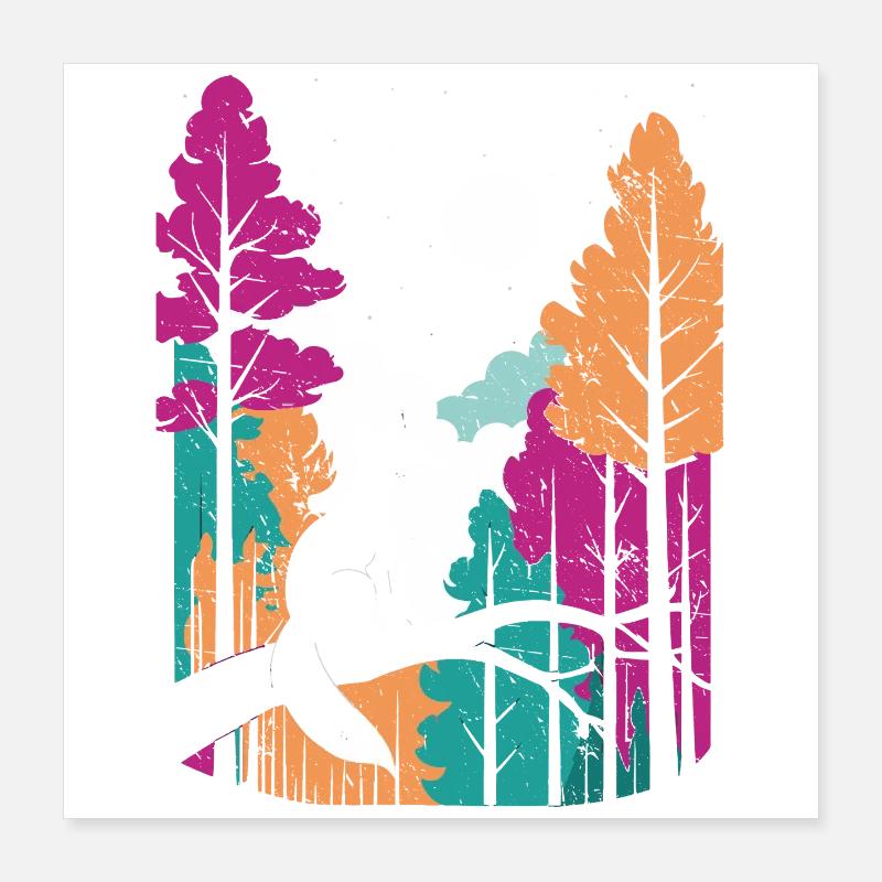 Mondwolf im farbenfrohen Waldfuchs Poster 40x40 cm