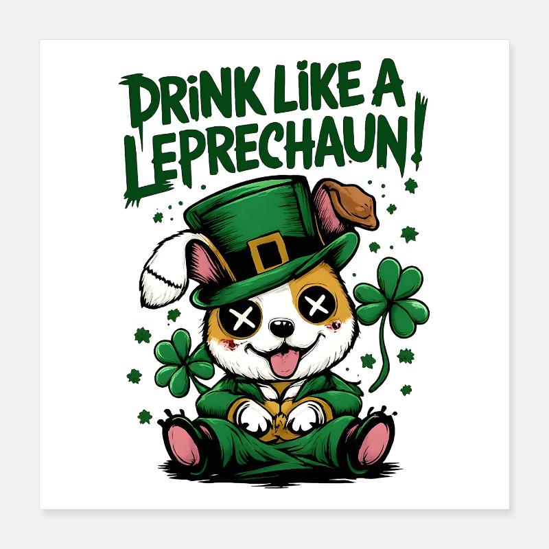 Hund Leprechaun St. Patrick's Day Spruch Poster 40x40 cm