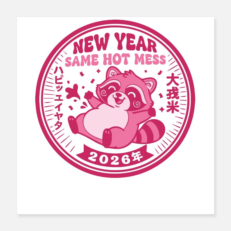 Neujahr Same Hot Mess 2026 Feier Poster 40x40 cm