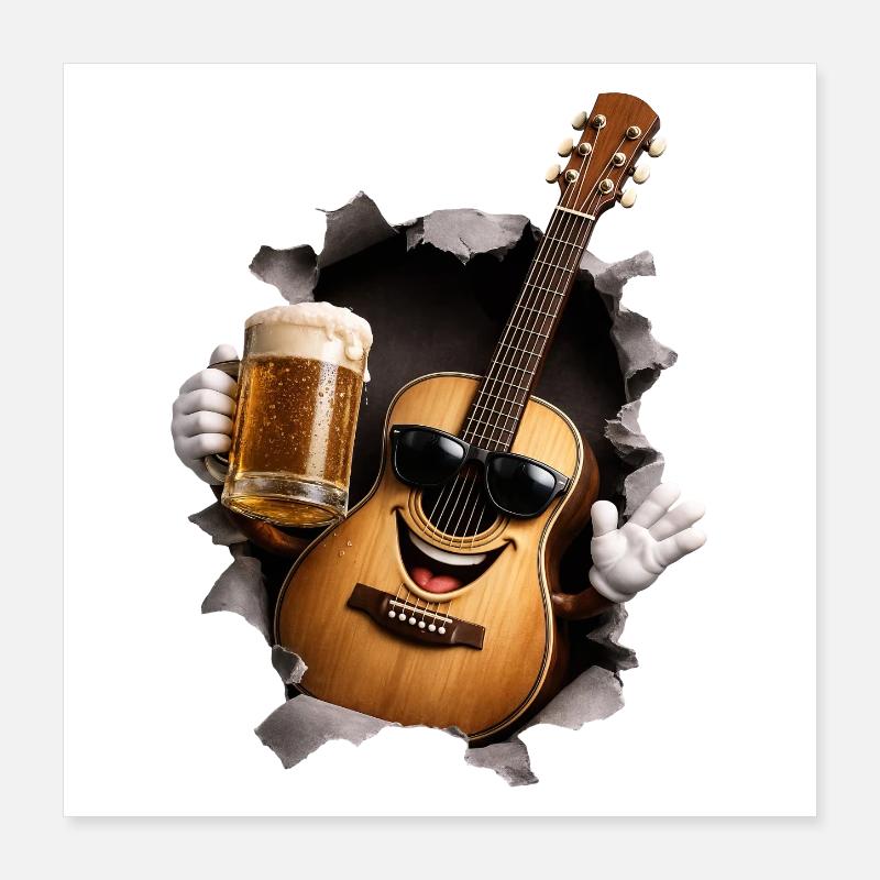 Guitar Beer Poster 40 x 40 cm