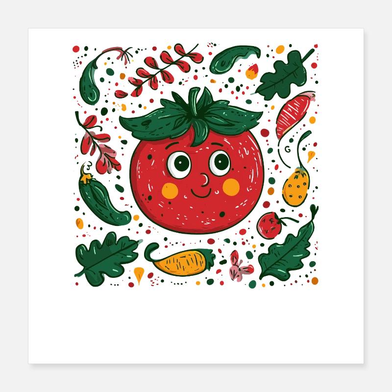 Tomate joyeuse dans la conception de jardin Poster 40 x 40 cm