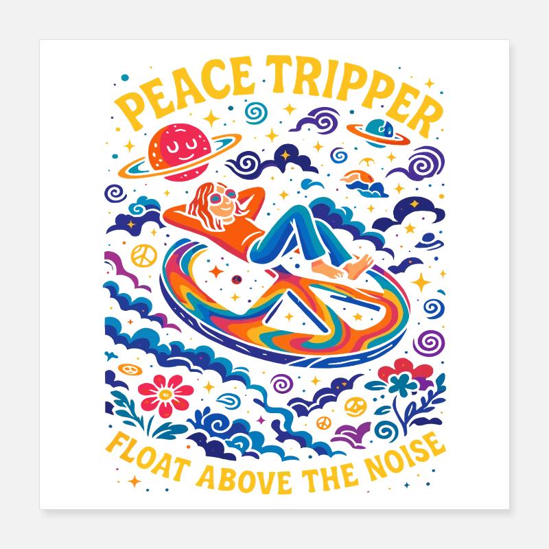 Chemise psychédélique de paix, Cosmic Chill Poster 40 x 40 cm