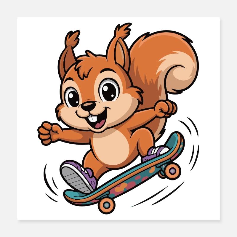 Skate-Eichhörnchen Sprinter Poster 40x40 cm