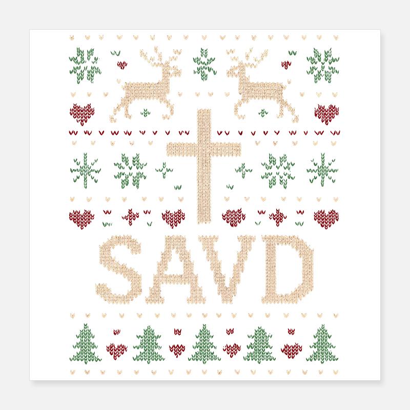 Weihnachtspullover gerettet Christlicher Glaube Je Poster 40x40 cm