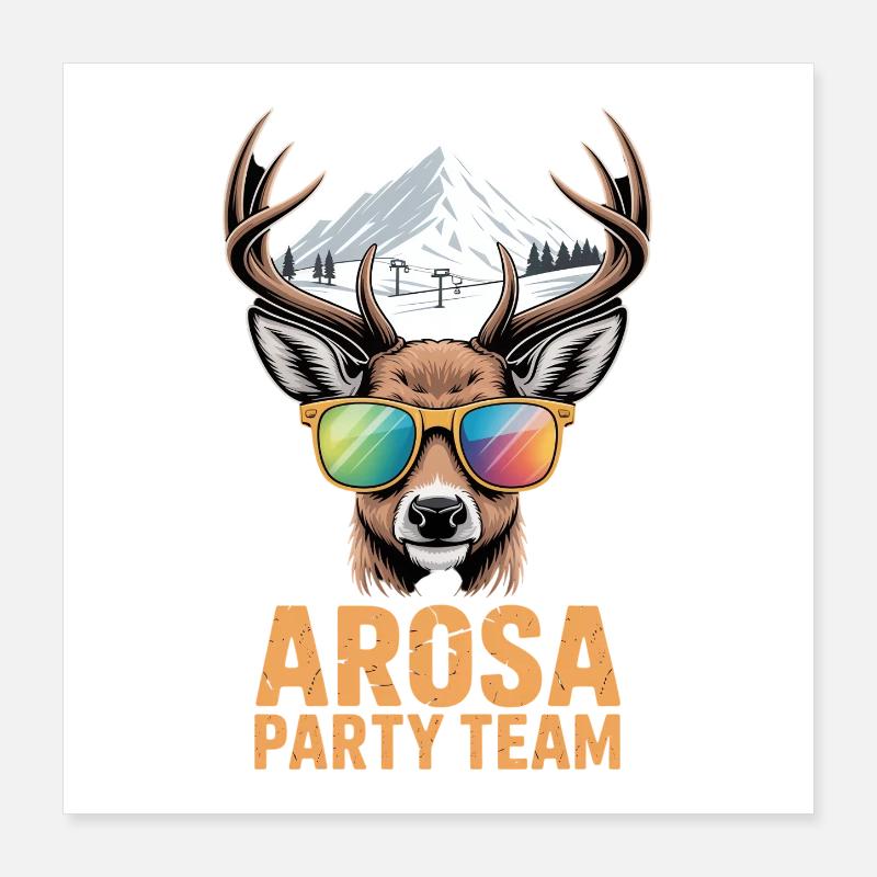 Arosa Party Team Après Ski Poster 16" x 16" (40x40 cm)