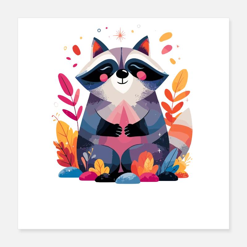 Bunter Waschbär der Ruhe Poster 40x40 cm