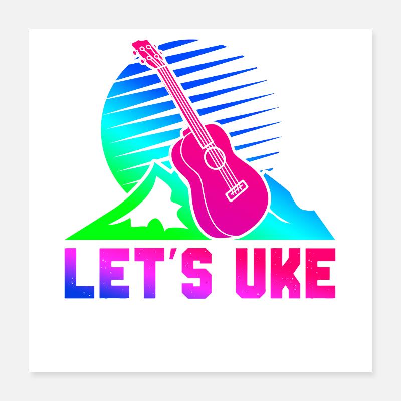 Hawaiian Ukulele Uke Retro 80s 90s Poster 40x40 cm