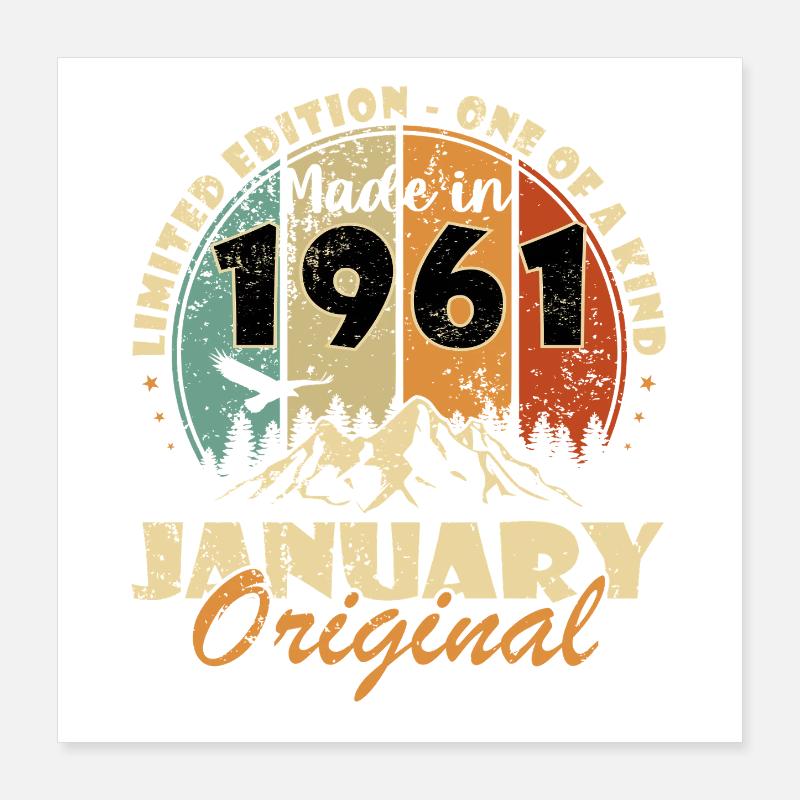 Janvier 1961 Original – Édition limitée Poster 40 x 40 cm