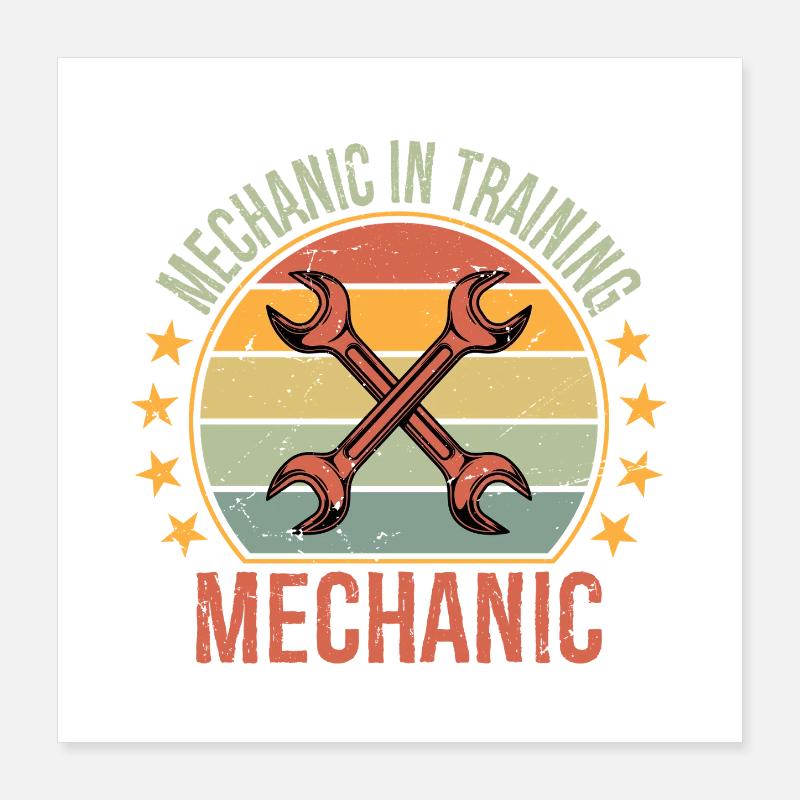 Car Garage Mechanic In Training Auto Technician Poster 16" x 16" (40x40 cm)