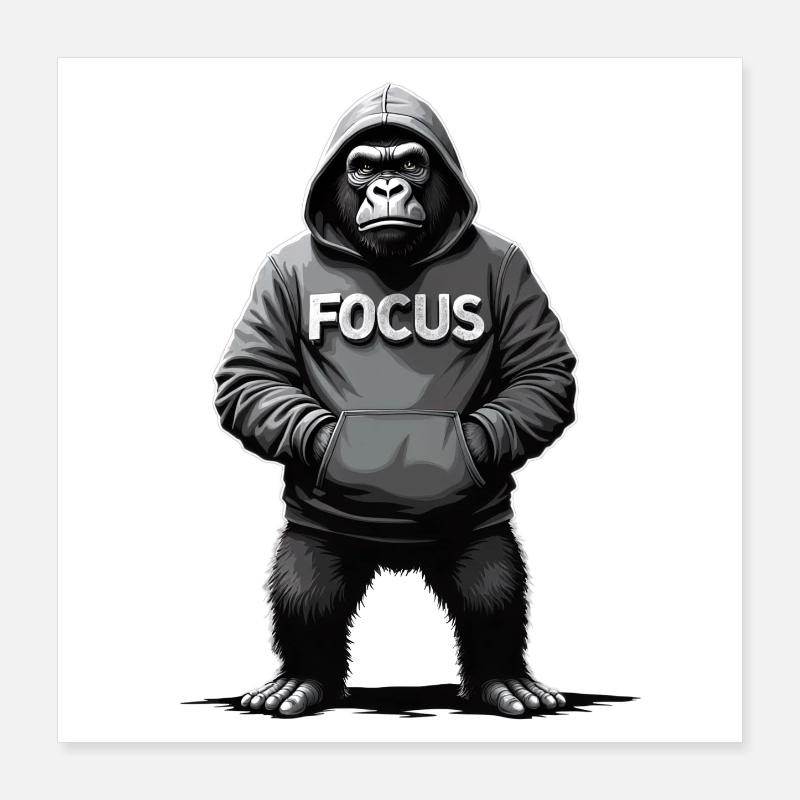 Concentration Gorille Effort Motivation Poster 40 x 40 cm