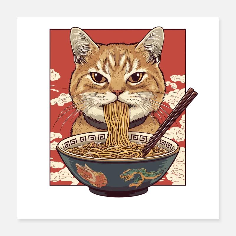 Cat Ramen Master Poster 16" x 16" (40x40 cm)