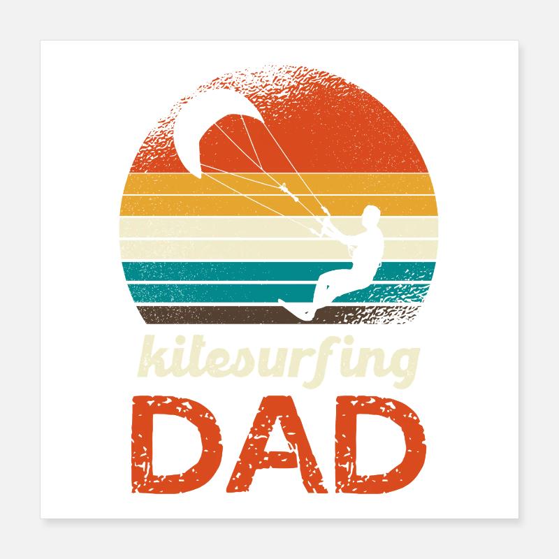 Logo rétro du Papa du Kitesurf Poster 40 x 40 cm