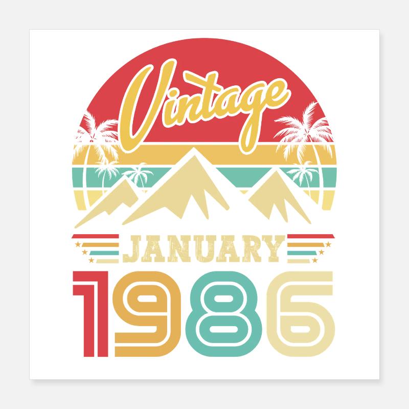 Januar 1986 Vintage-Retro-Geburtstagsgeschenk Poster 40x40 cm
