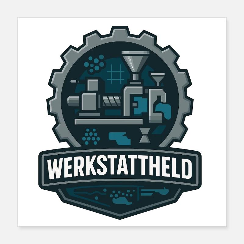 werkstattheld, kunststoff maschine Poster 40x40 cm