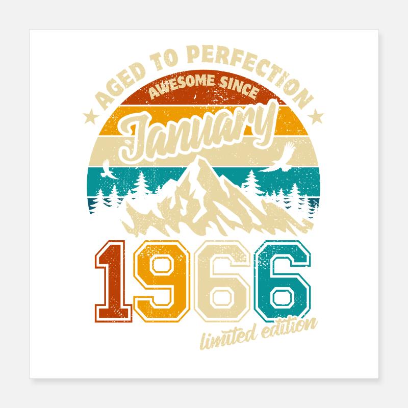 Limited Edition January 1966 Geburtstag Geschenk Poster 40x40 cm