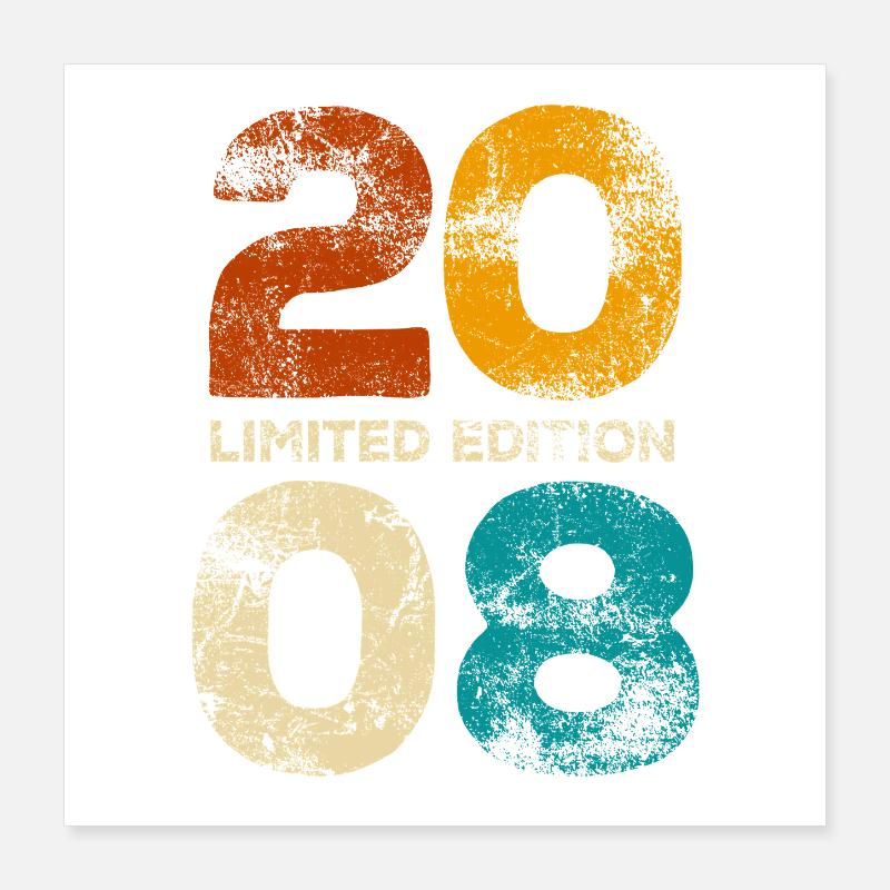Limited Edition 2008 Retro Geburtstag Geschenk Poster 40x40 cm
