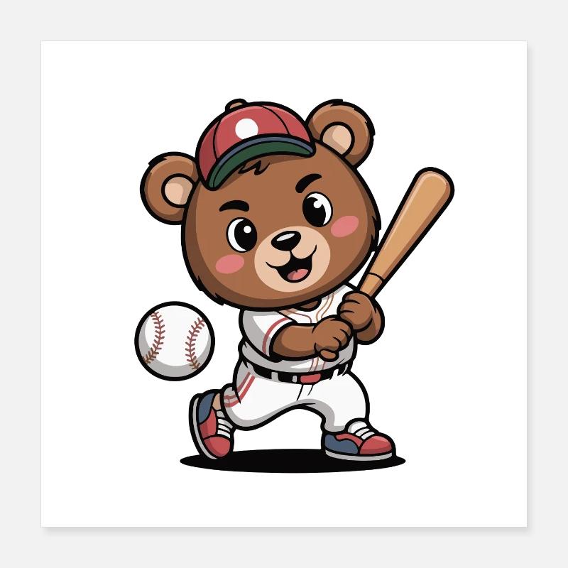 Héros du baseball Bear Batter Poster 40 x 40 cm