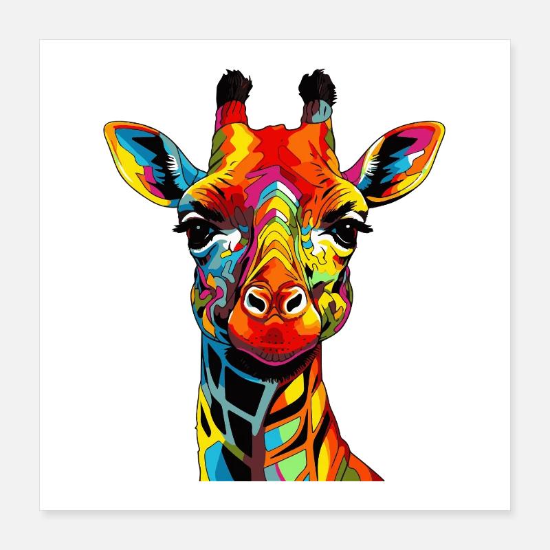 Giraffe Portrait Pop Art Poster 16" x 16" (40x40 cm)
