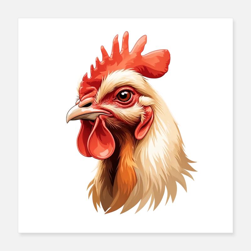 Explosion de la couleur de la tête de coq Poster 40 x 40 cm