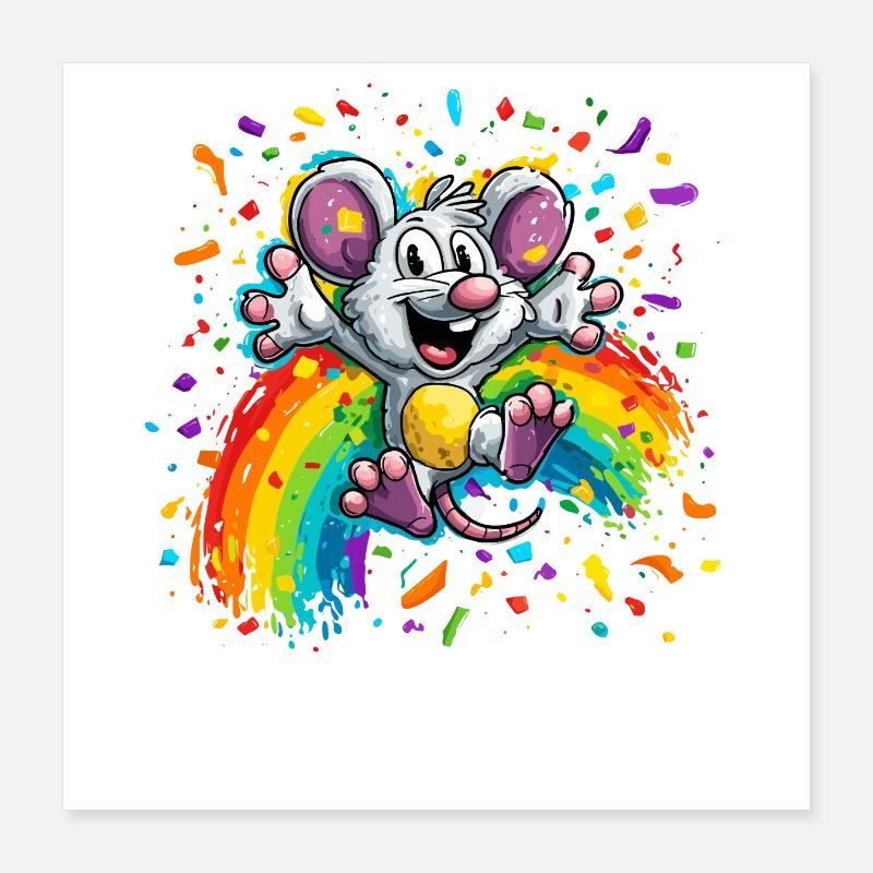 Regenbogen-Maus Farbschauer Poster 40x40 cm