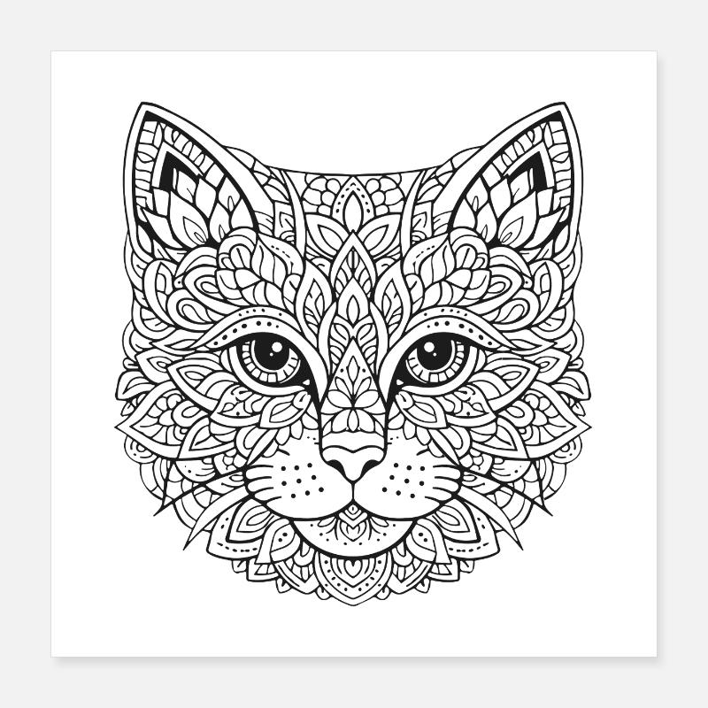 Mandala Cat Face Poster 16" x 16" (40x40 cm)