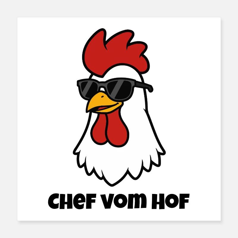 Chef vom Hof – Cooler Hahn mit Sonnenbrille Poster 40x40 cm