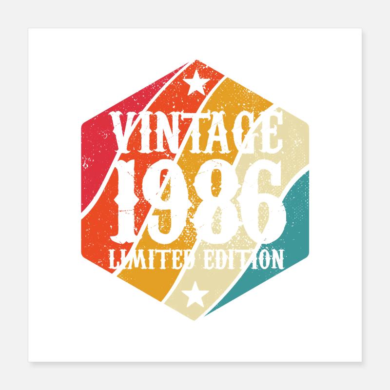 Limited Edition 1986 Geburtstag Geschenk Poster 40x40 cm