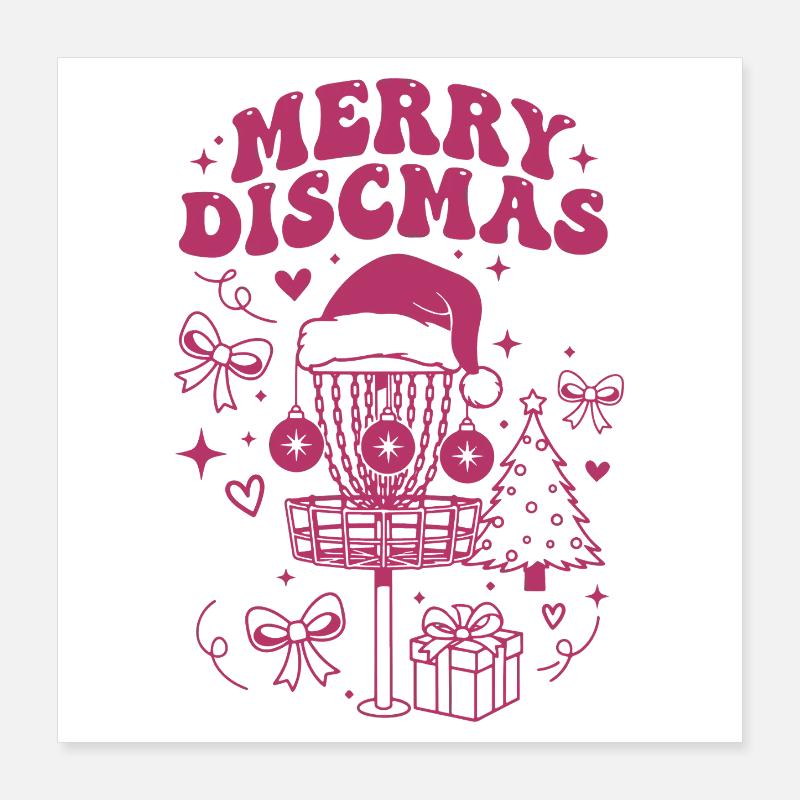 Joyeux Discmas Disc Golf Drôle Disc Basket Flying Disc Poster 40 x 40 cm