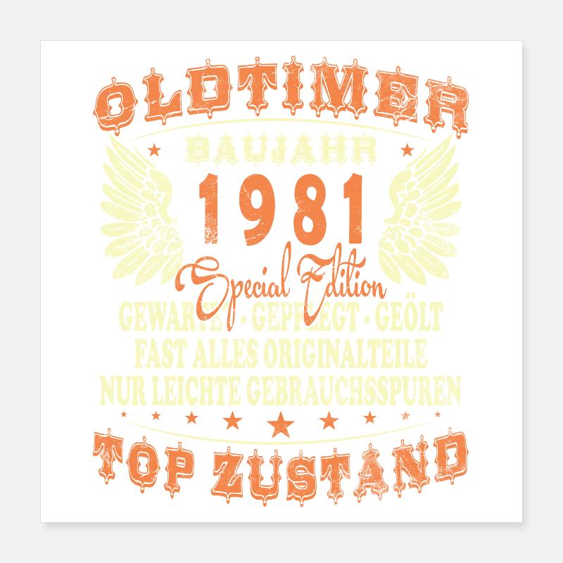Birthday born in 1981 45 years Poster 16" x 16" (40x40 cm)