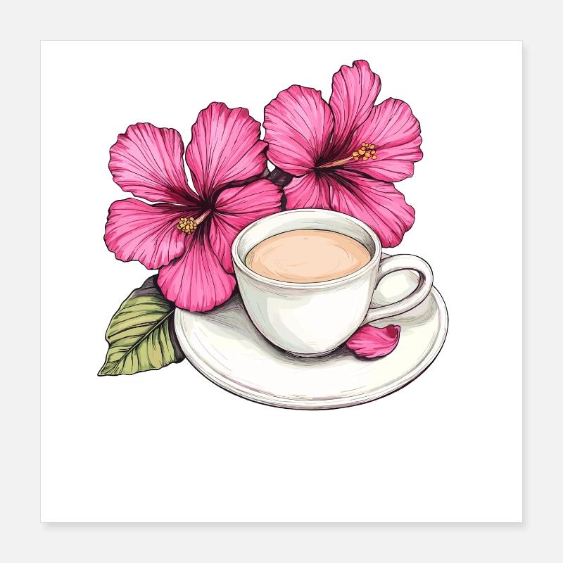 Hibiskus Kaffeetasse Impression Poster 40x40 cm
