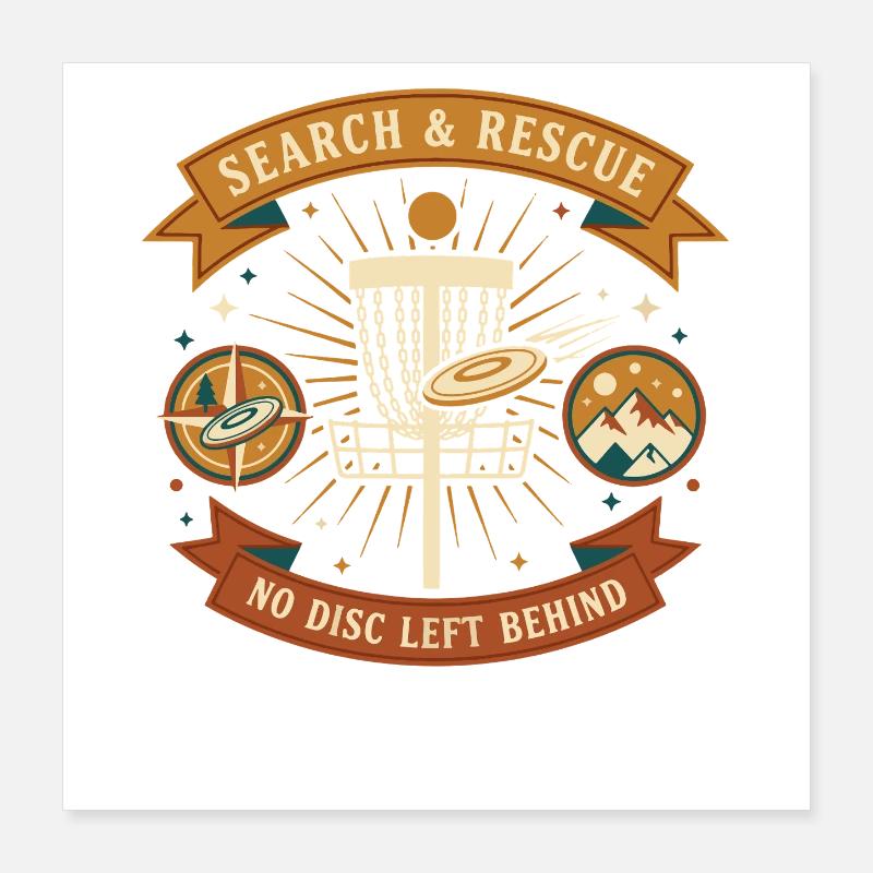 Search And Rescue No Disc Left Behind Disc Golf Poster 40x40 cm