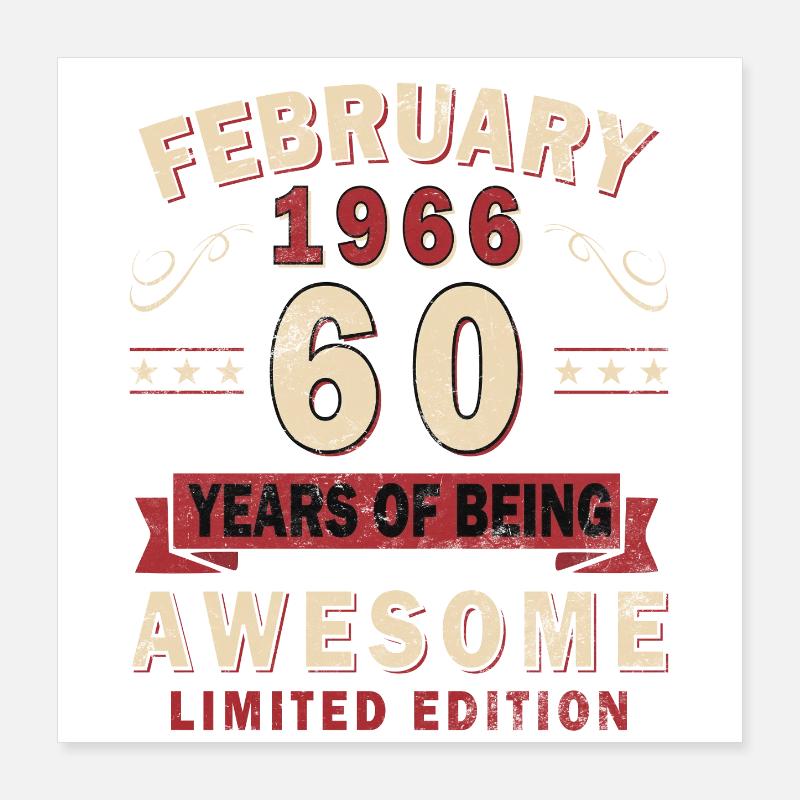 60e anniversaire – Année – février 1966 Poster 40 x 40 cm