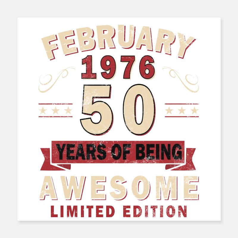 50e anniversaire – Année – février 1976 Poster 40 x 40 cm