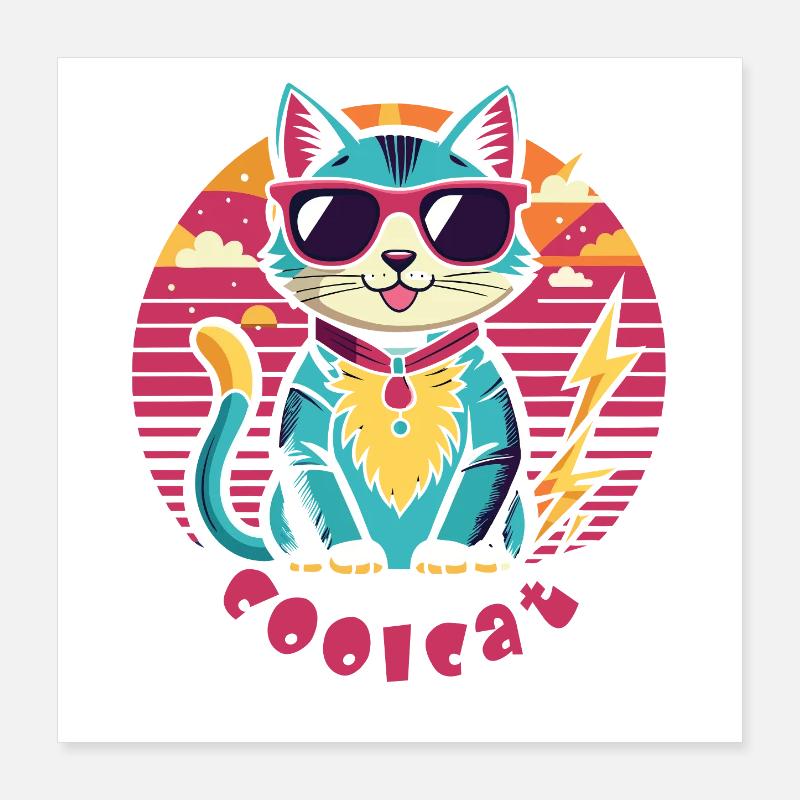 Chat cool avec des lunettes de soleil Poster 40 x 40 cm