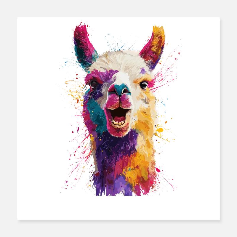 Explosion colorée de lamas Poster 40 x 40 cm