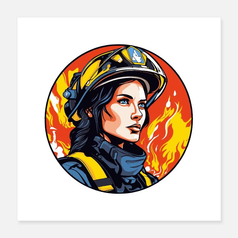 Fire Brigade Firefighter Poster 16" x 16" (40x40 cm)