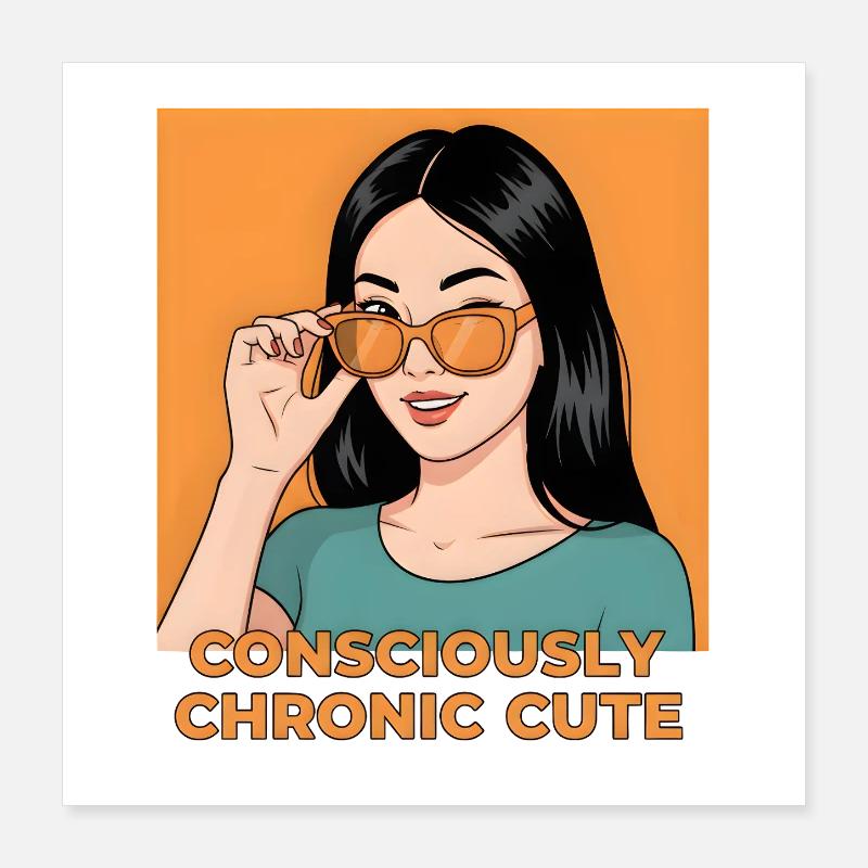 Conscientement Chronic Cute – Design de fille stylée Poster 40 x 40 cm