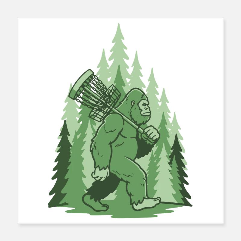 Sasquatch Disc Golf Panier Forêt Frisbee Drôle Poster 40 x 40 cm