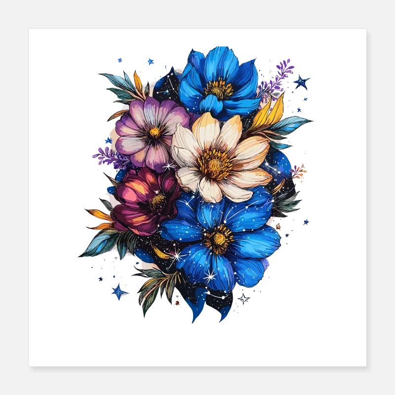 Explosion des couleurs du cosmos Blossom Poster 40 x 40 cm