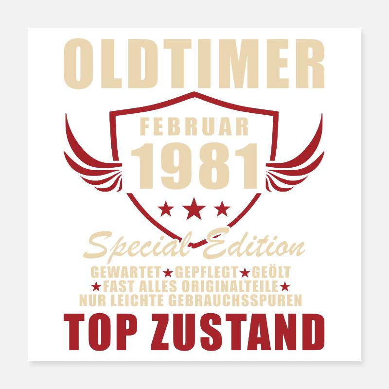 Februar 1981 Geburtstag Oldtimer 1981 Poster 40x40 cm