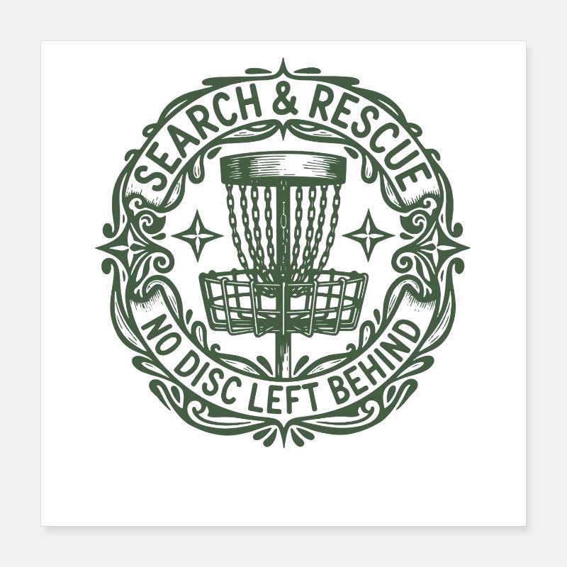Search And Rescue No Disc Left Behind Disc Golf Poster 40x40 cm