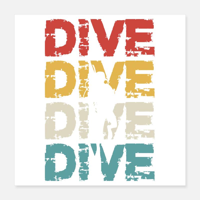 Retro Vintage Diver Design Poster 16" x 16" (40x40 cm)