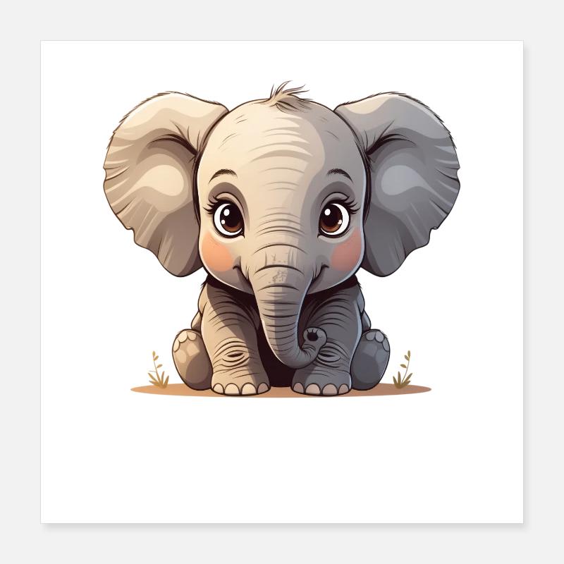 Dessin animé mignon bébé éléphant Poster 40 x 40 cm