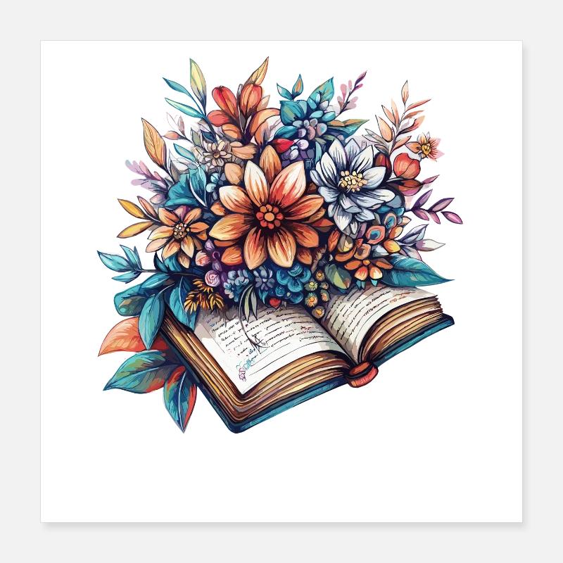 Récolte de fleurs tirée du livre Poster 40 x 40 cm