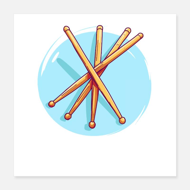 Dessin de baguettes de batterie Poster 40 x 40 cm