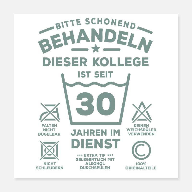 30 ans de service - Traitez avec douceur - collègue Poster 40 x 40 cm