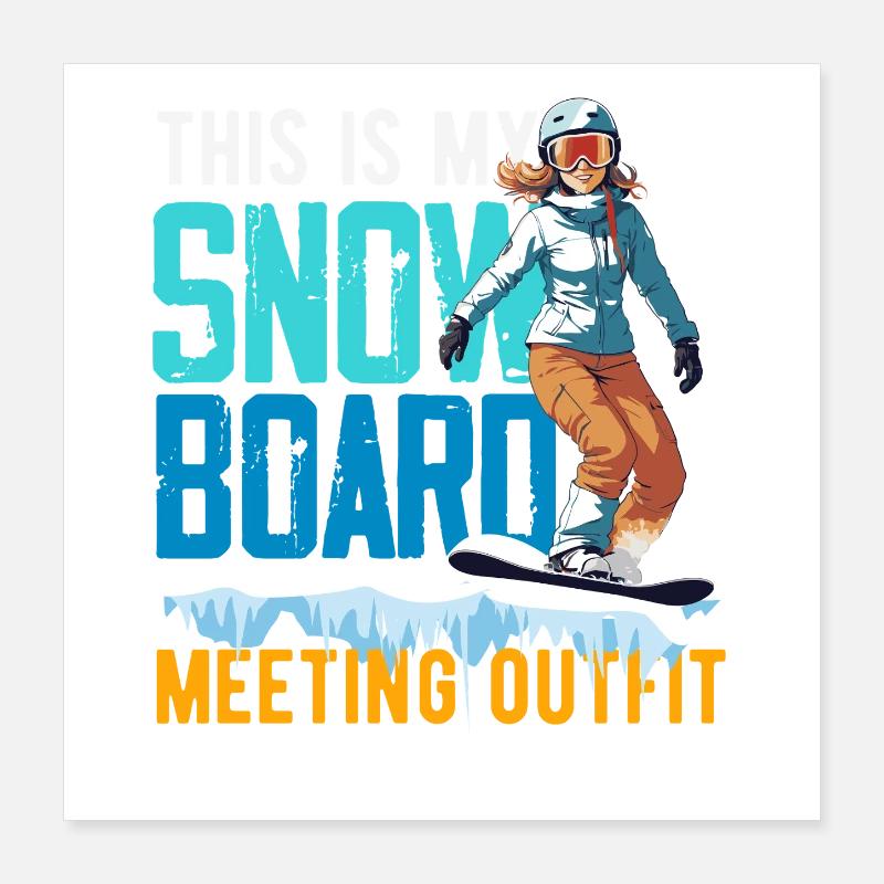 Télésiège de réunion de snowboard snowboard Poster 40 x 40 cm