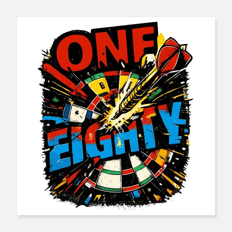 Fléchette Cent Quatre-vingts - Poster 40 x 40 cm - blanc