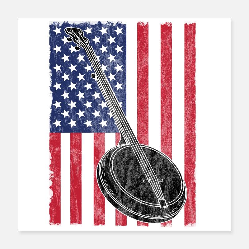 Banjo USA Drapeau Poster 40 x 40 cm